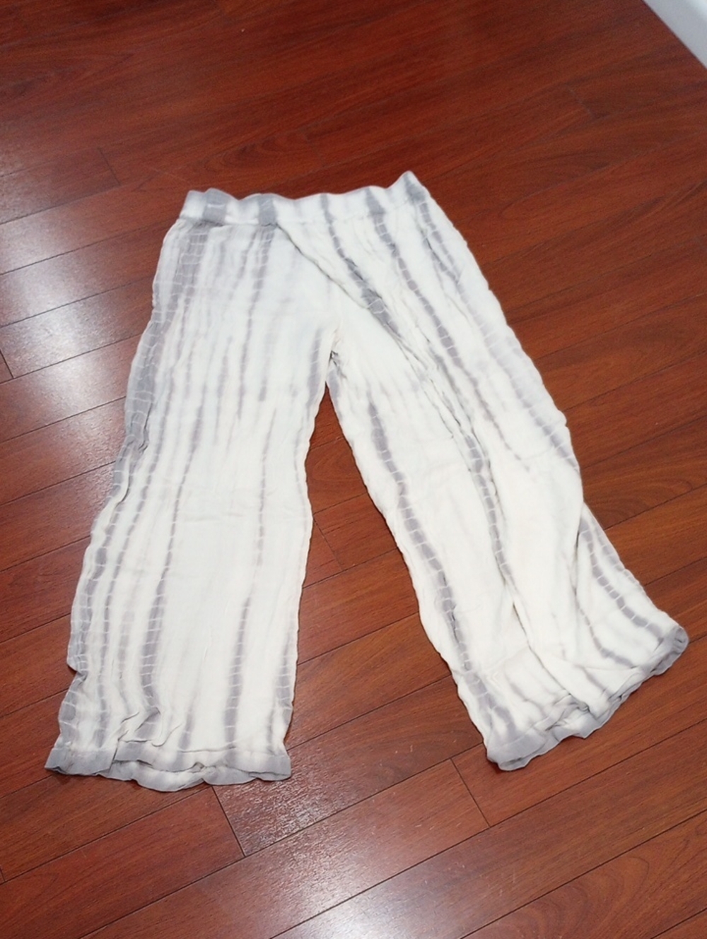 Anthropologie Mermaid Beachcomber Wide Leg Tie Dye  Gray And White Pants, Size M - Picture 10 of 16